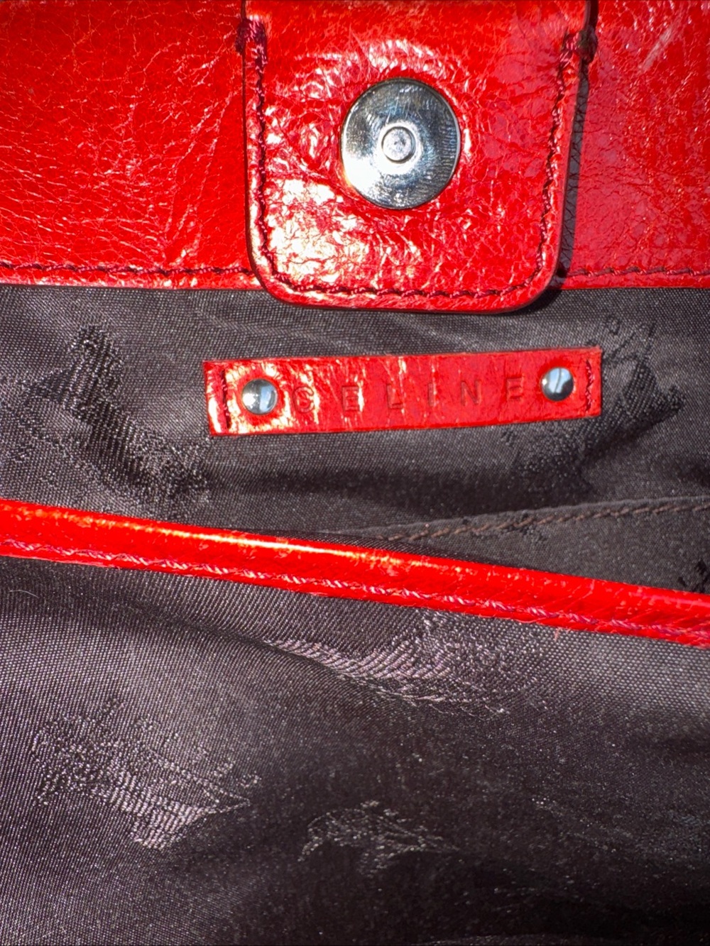 Vintage Red Leather Celine Shoulder Bag Made In Italy - Picture 6 of 15
